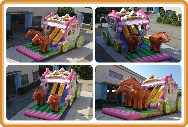 2020 Aoqi Latest Design Amusement Park Luxury Carriage Inflatable Slides for Kids